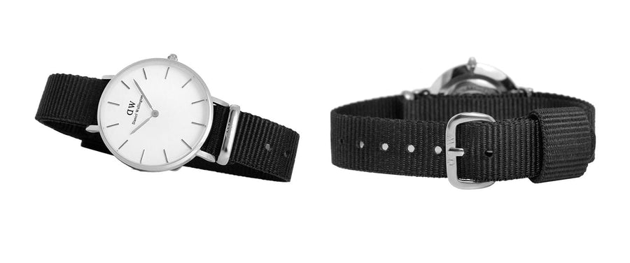 Daniel Wellington Classic Petite Cornwall White Dial Black NATO Strap Watch For Women - DW00100254
