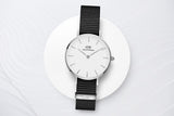 Daniel Wellington Classic Petite Cornwall White Dial Black Nylon Strap Watch For Women - DW00100252