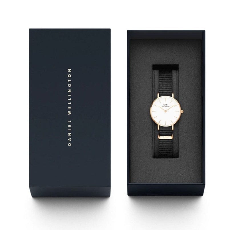 Daniel Wellington Classic Petite Cornwall White Dial Green NATO Strap Watch For Women - DW00100253