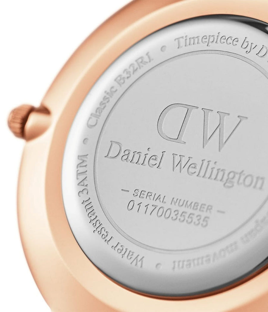 Daniel Wellington Classic Petite Dover Black Dial White NATO Strap Watch For Women - DW00100312