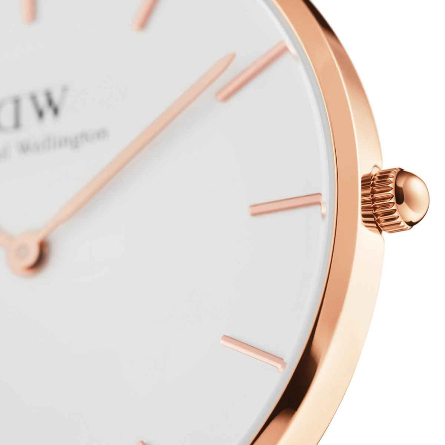 Daniel Wellington Classic Petite Dover White Dial White Nylon Strap Watch For Women - DW00100313