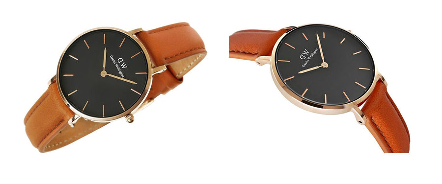 Daniel Wellington Classic Petite Durham Black Dial Brown Leather Strap Watch For Women - DW00100166