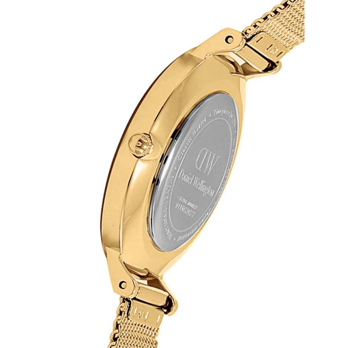 Daniel Wellington Classic Petite Black Dial Gold Mesh Bracelet Watch For Women - DW00100347