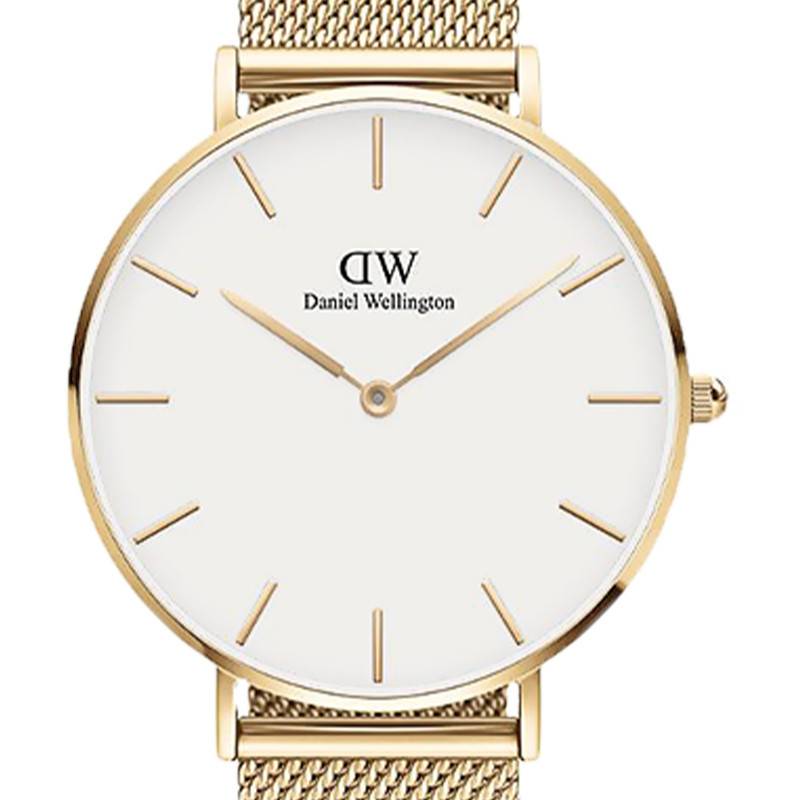 Daniel Wellington Classic Petite Evergold White Dial Gold Mesh Bracelet Watch For Women - DW00100350
