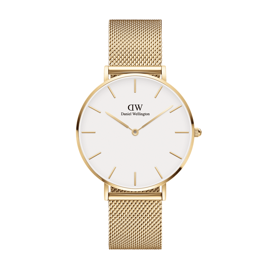Daniel Wellington Classic Petite Evergold White Dial Gold Mesh Bracelet Watch For Women - DW00100350