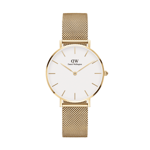 Daniel Wellington Classic Petite Evergold White Dial Gold Mesh Bracelet Watch For Women - DW00100350
