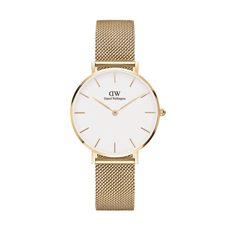 Daniel Wellington Classic Petite Evergold White Dial Gold Mesh Bracelet Watch For Women - DW00100350