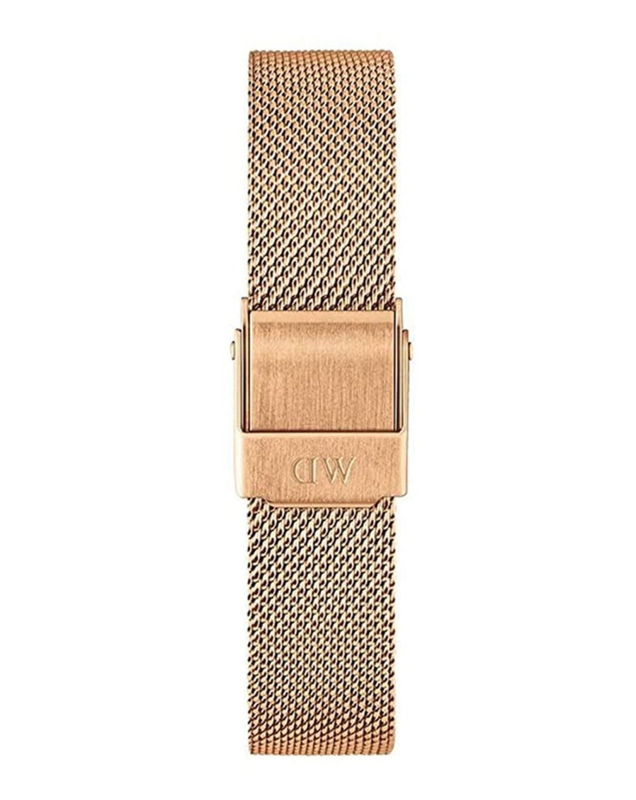 Daniel Wellington Classic Petite Melrose Black Dial Rose Gold Mesh Bracelet Watch For Women - DW00100217