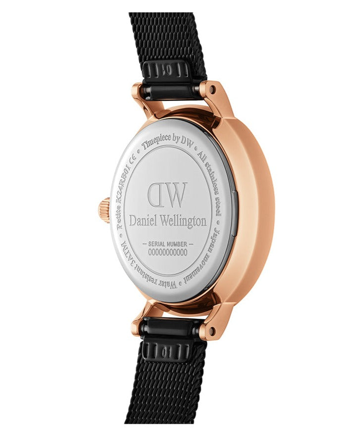 Daniel Wellington Classic Petite Pressed Ashfield Black Dial Black Mesh Bracelet Watch For Women - DW00100441