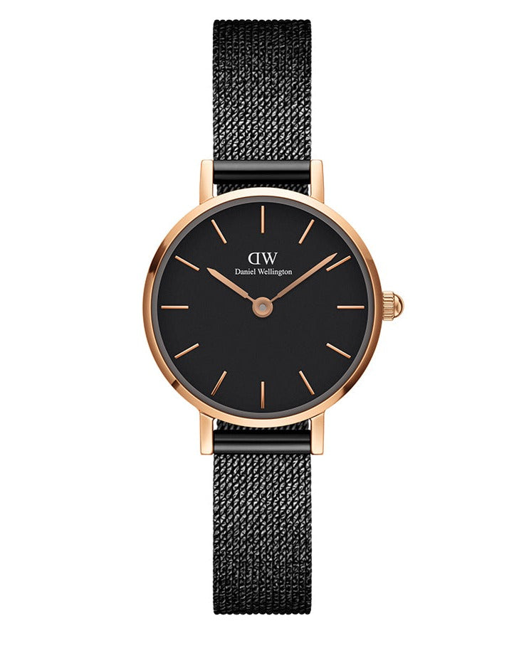 Daniel Wellington Classic Petite Pressed Ashfield Black Dial Black Mesh Bracelet Watch For Women - DW00100441