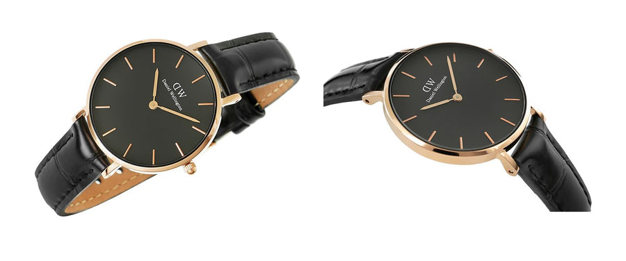 Daniel Wellington Classic Petite Reading Black Dial Black Leather Strap Watch For Women - DW00100167