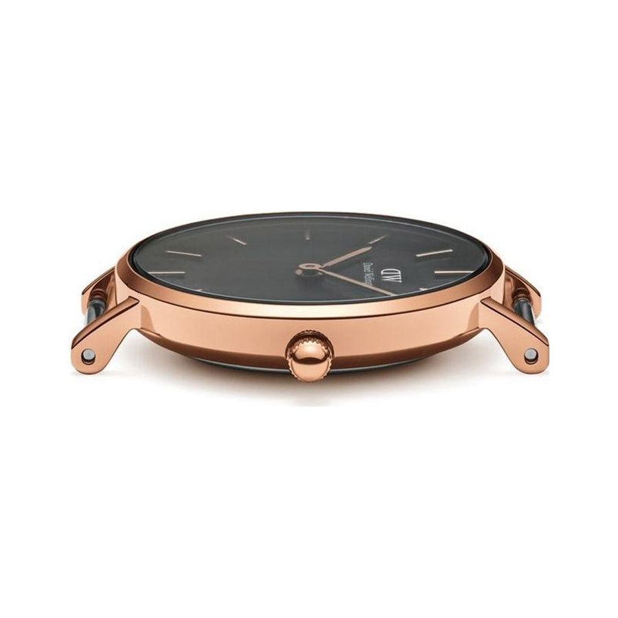 Daniel Wellington Classic Petite Reading Black Dial Black Leather Strap Watch For Women - DW00100167