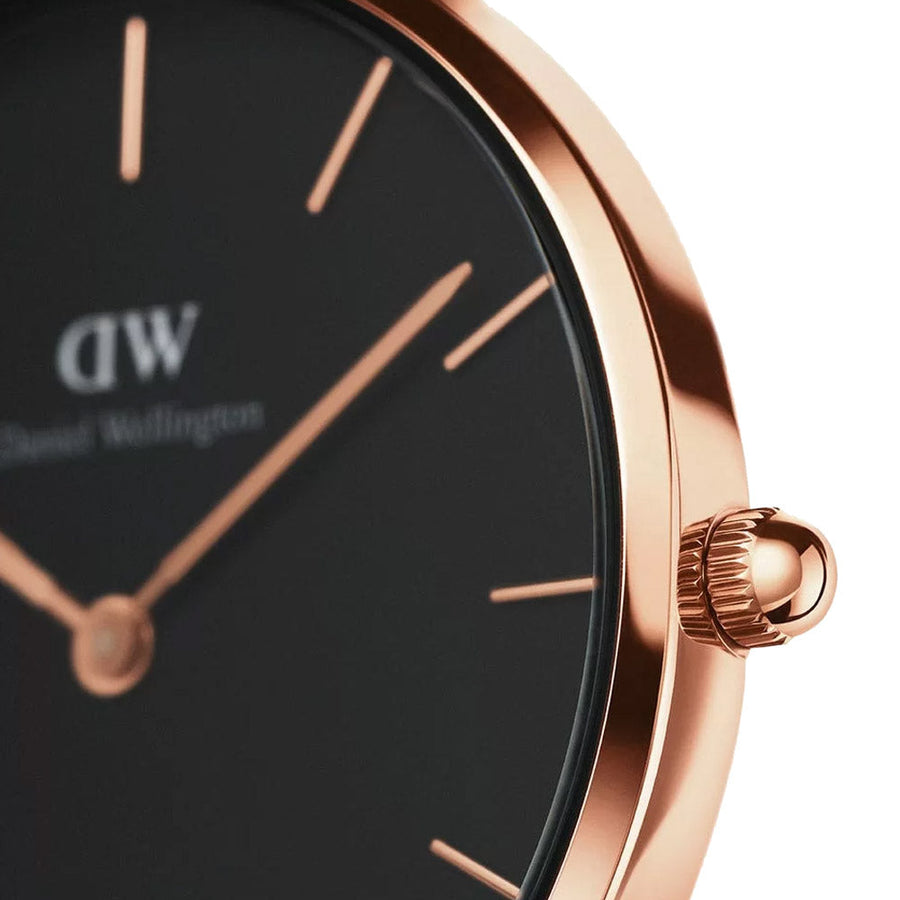 Daniel Wellington Classic Petite Reading Black Dial Black Leather Strap Watch For Women - DW00100167
