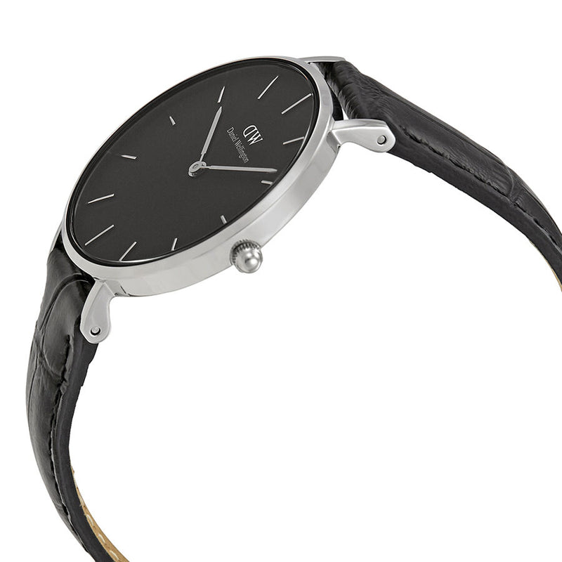 Daniel Wellington Classic Petite Reading Black Dial Black Leather Strap Watch For Women - DW00100179