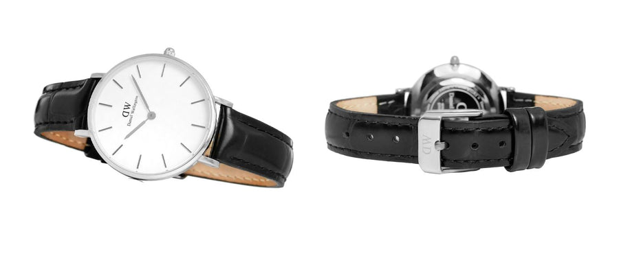 Daniel Wellington Classic Petite Reading White Dial Black Leather Strap Watch For Women - DW00100185