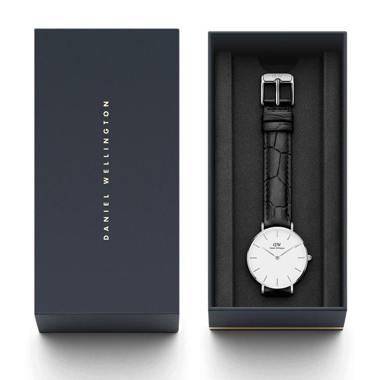 Daniel Wellington Classic Petite Reading White Dial Black Leather Strap Watch For Women - DW00100185