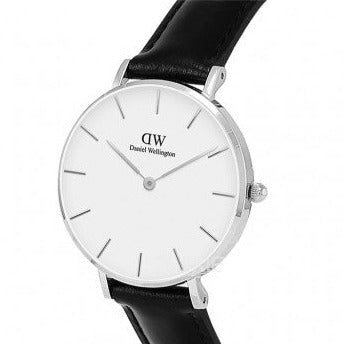 Daniel Wellington Classic Petite Reading White Dial Black Leather Strap Watch For Women - DW00100185