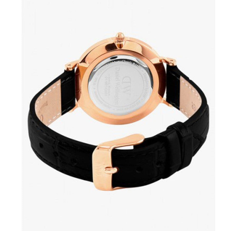 Daniel Wellington Classic Petite Reading White Dial Black Leather Strap Watch For Women - DW00100229