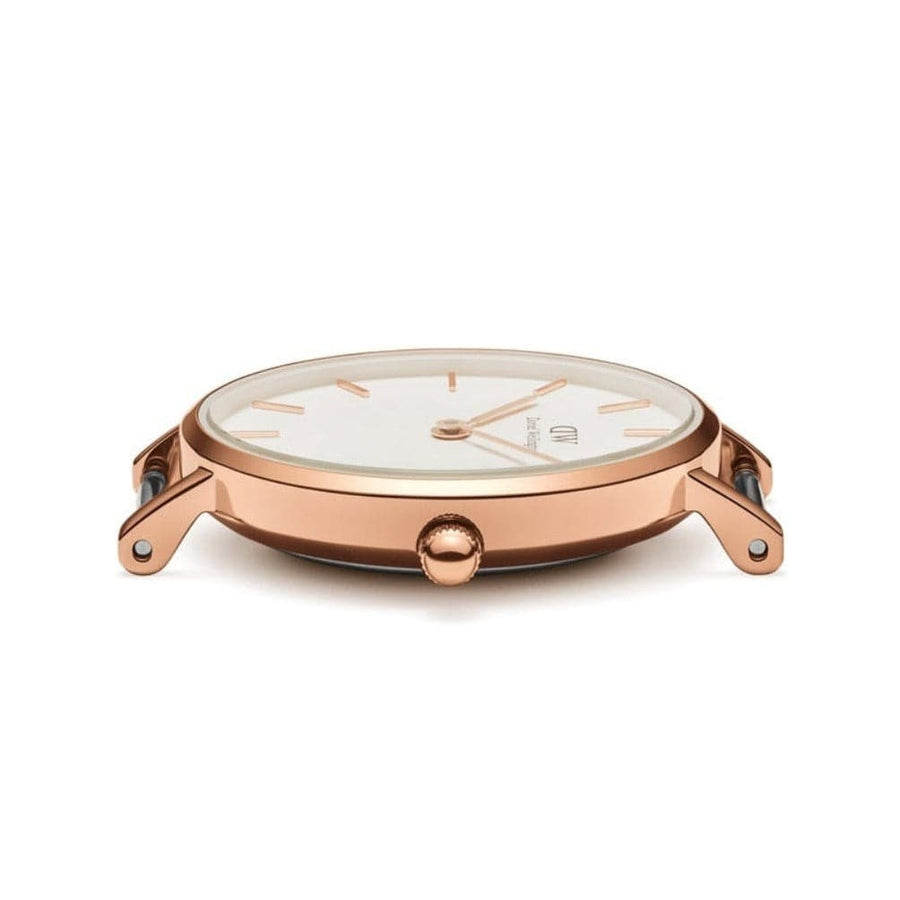 Daniel Wellington Classic Petite Reading White Dial Black Leather Strap Watch For Women - DW00100229