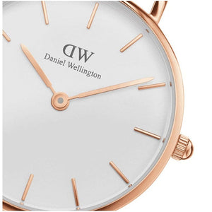 Daniel Wellington Classic Petite Reading White Dial Black Leather Strap Watch For Women - DW00100229