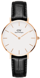 Daniel Wellington Classic Petite Reading White Dial Black Leather Strap Watch For Women - DW00100229