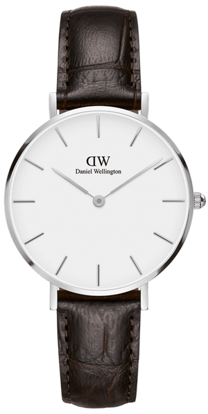 Daniel Wellington Classic Petite Reading White Dial Black Leather Strap Watch For Women - DW00100241