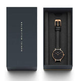 Daniel Wellington Classic Petite Sheffield Black Dial Black Leather Strap Watch For Women - DW00100224