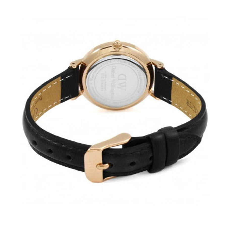 Daniel Wellington Classic Petite Sheffield Black Dial Black Leather Strap Watch For Women - DW00100224