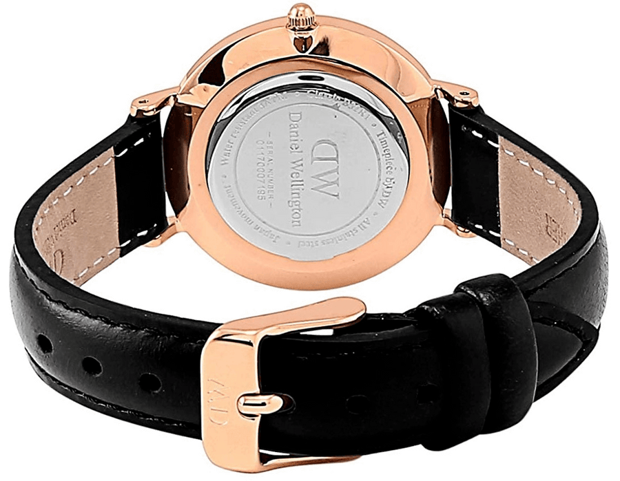 Daniel Wellington Classic Petite Sheffield Black Dial Black Leather Strap Watch For Women - DW00100224
