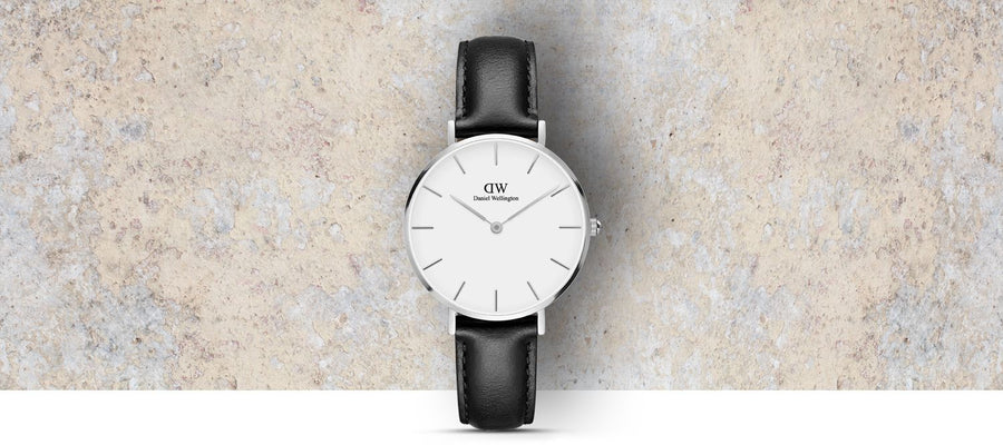 Daniel Wellington Classic Petite Sheffield White Dial Black Leather Strap Watch For Women - DW00100186