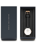 Daniel Wellington Classic Petite Sheffield White Dial Black Leather Strap Watch For Women - DW00100230