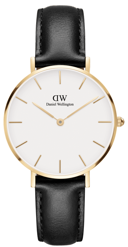 Daniel Wellington Classic Petite Sheffield White Dial Black Leather Strap Watch For Women - DW00100230
