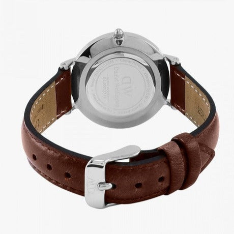 Daniel Wellington Classic Petite St Mawes Black Dial Brown Leather Strap Watch For Women - DW00100181
