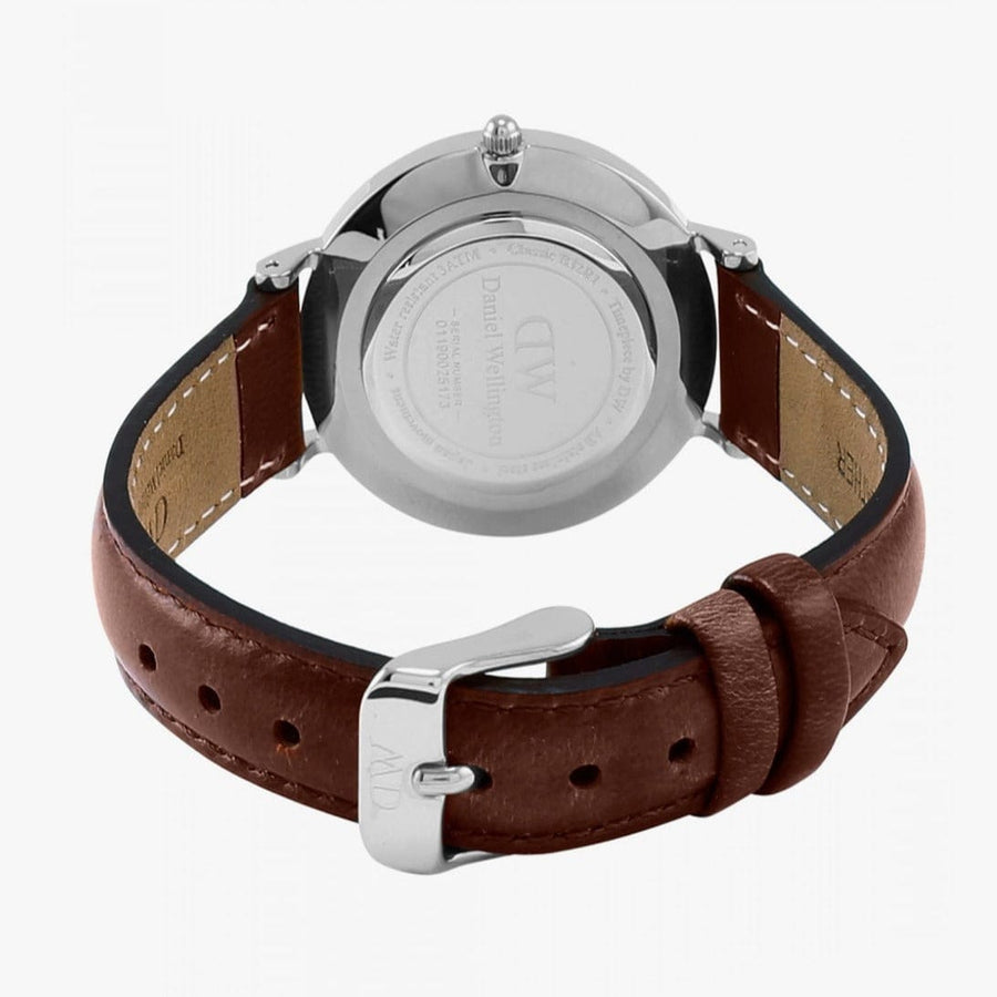 Daniel Wellington Classic Petite St Mawes Black Dial Brown Leather Strap Watch For Women - DW00100237