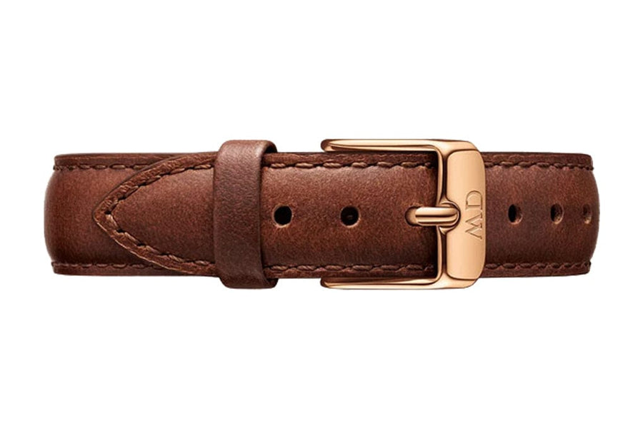 Daniel Wellington Classic Petite St Mawes White Dial Brown Leather Strap Watch For Women - DW00100231