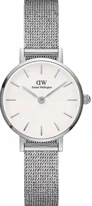Daniel Wellington Classic Petite Sterling White Dial Silver Mesh Bracelet Watch for Women - DW00100442