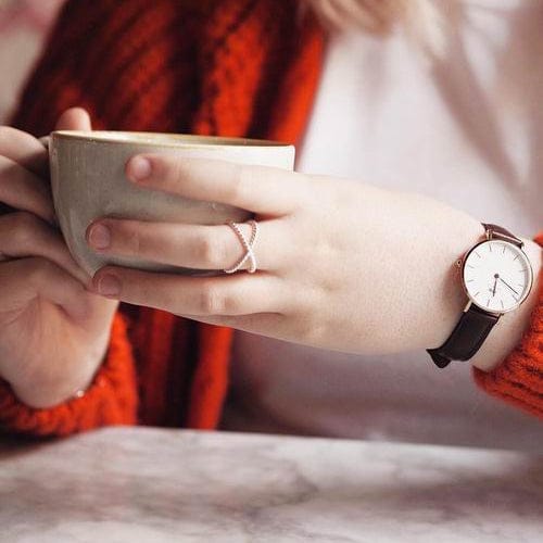 Daniel Wellington Classic Petite White Dial Brown Leather Strap Watch For Women - DW00100239
