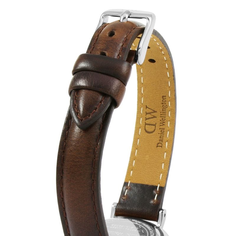 Daniel Wellington Classic Petite White Dial Brown Leather Strap Watch For Women - DW00100239