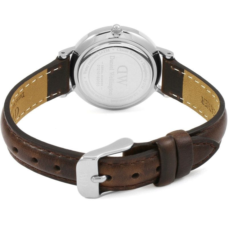 Daniel Wellington Classic Petite White Dial Brown Leather Strap Watch For Women - DW00100239
