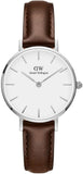 Daniel Wellington Classic Petite White Dial Brown Leather Strap Watch For Women - DW00100239