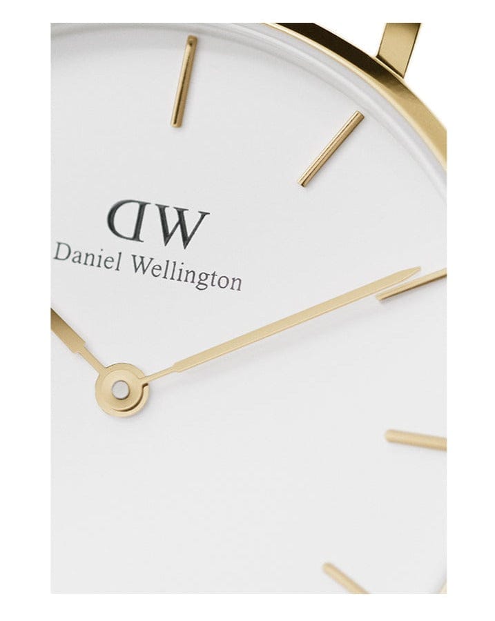 Daniel Wellington Classic Petite White Dial Gold Mesh Bracelet Watch For Women - DW00100348
