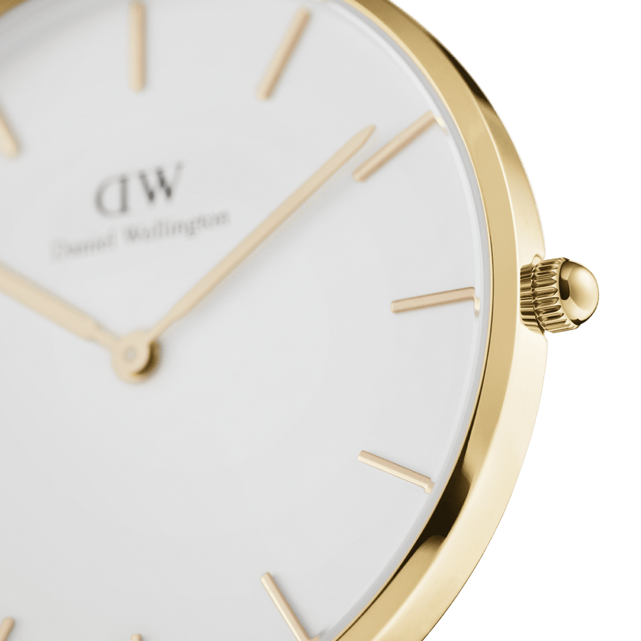 Daniel Wellington Classic Petite White Dial Gold Mesh Bracelet Watch For Women - DW00100348