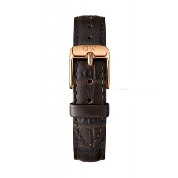Daniel Wellington Classic Petite York Black Dial Brown Leather Strap Watch For Women - DW00100170