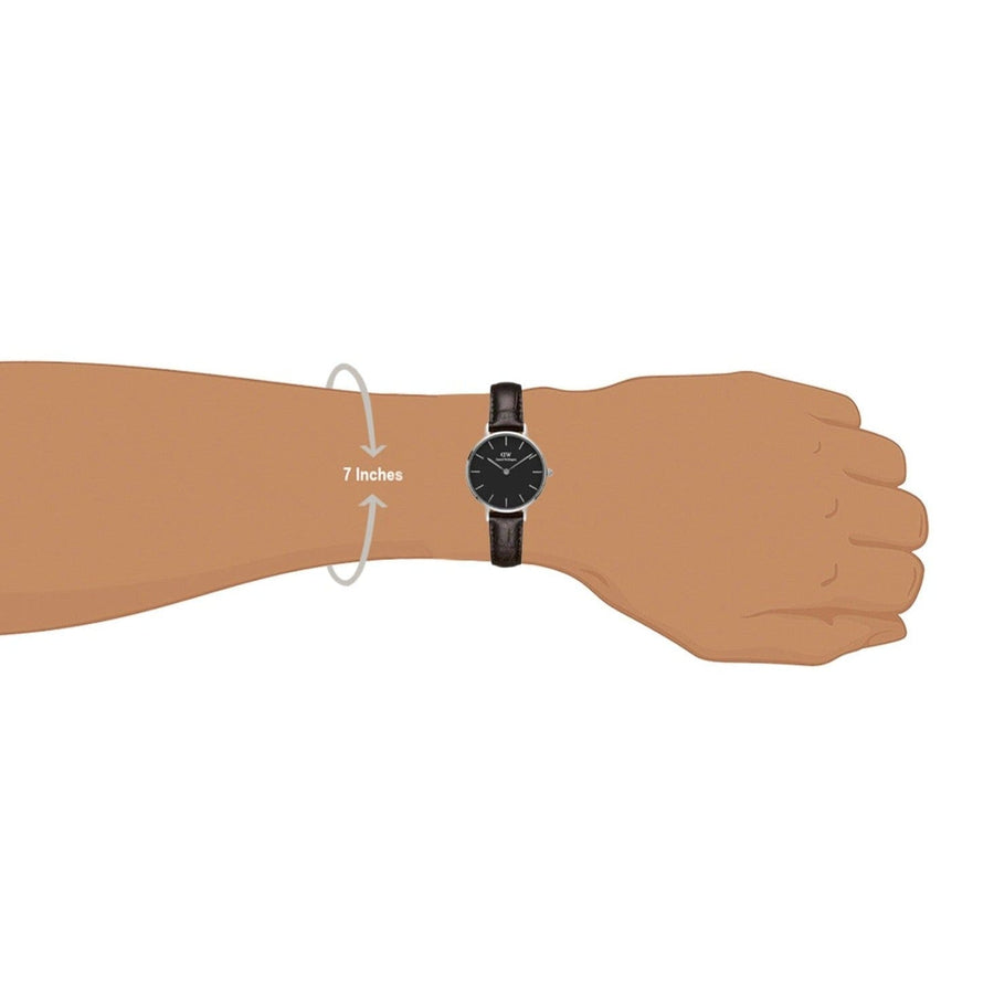 Daniel Wellington Classic Petite York Black Dial Brown Leather Strap Watch For Women - DW00100238