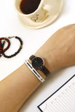 Daniel Wellington Classic Petite York Black Dial Brown Leather Strap Watch For Women - DW00100238