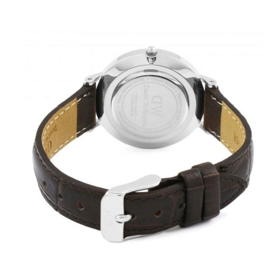 Daniel Wellington Classic Petite York White Dial Black Leather Strap Watch For Women - DW00100188