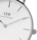Daniel Wellington Classic Petite York White Dial Black Leather Strap Watch For Women - DW00100188