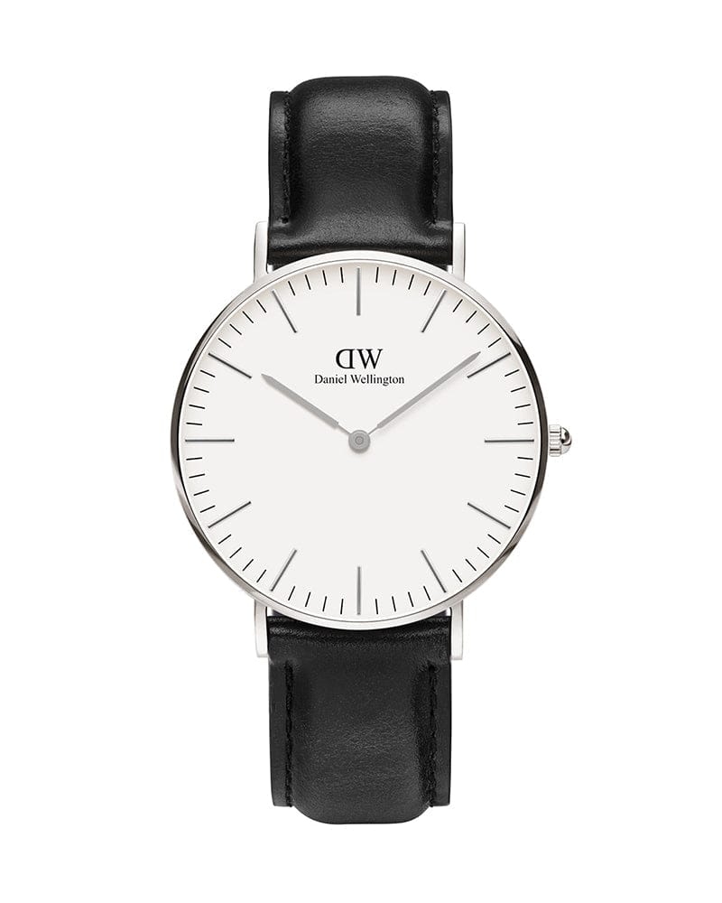 Daniel Wellington Classic Petite York White Dial Black Leather Strap Watch For Women - DW00100188
