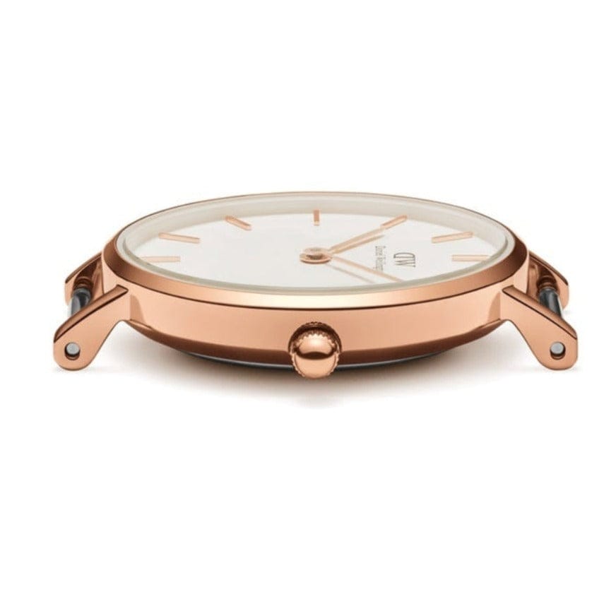 Daniel Wellington Classic Petite York White Dial Brown Leather Strap Watch For Women - DW00100232