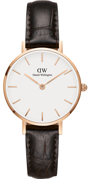 Daniel Wellington Classic Petite York White Dial Brown Leather Strap Watch For Women - DW00100232
